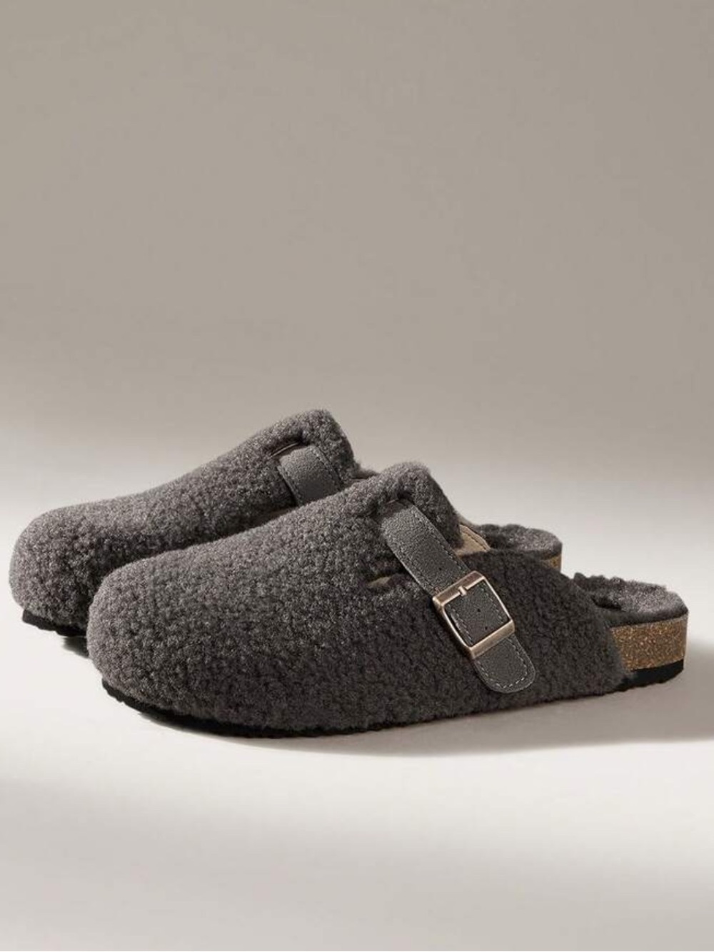 Fleece Mule women’s Slippers Slip-On Clogs Gray Size 37 EU 6.5/7 US